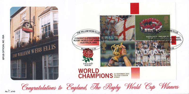 2003 (12) Rugby Winners M/S - Brazier 'William Webb Ellis' Official (Pub Front Image)