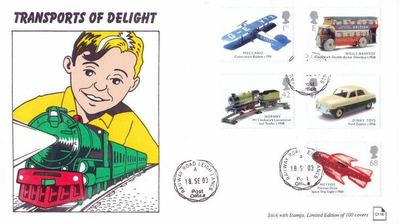 2003 (09) Transports of Delight (Stamps) - Stick With Stamps Official - Railway Road CDS