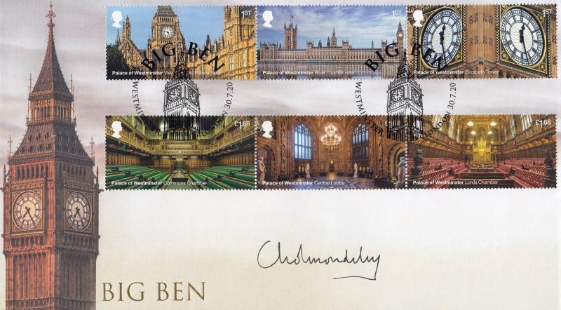 2020 (07) Palace of Westminster (Stamps) - Internet 'Big Ben' Official - Signed by Lord Cholmondeley