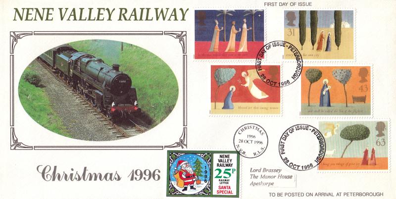 1996 (10) Christmas - Nene Valley Railway Cover - Peterborough FDI