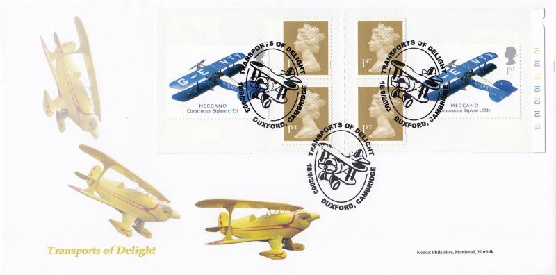 2003 (09) Transports of Delight (NVI Book) - Norvic Philatelics Special - Duxford H/S (Cyl No Version)