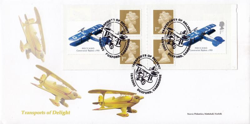 2003 (09) Transports of Delight (NVI Book) - Norvic Philatelics Special - Duxford H/S (NO Cyl No Version)