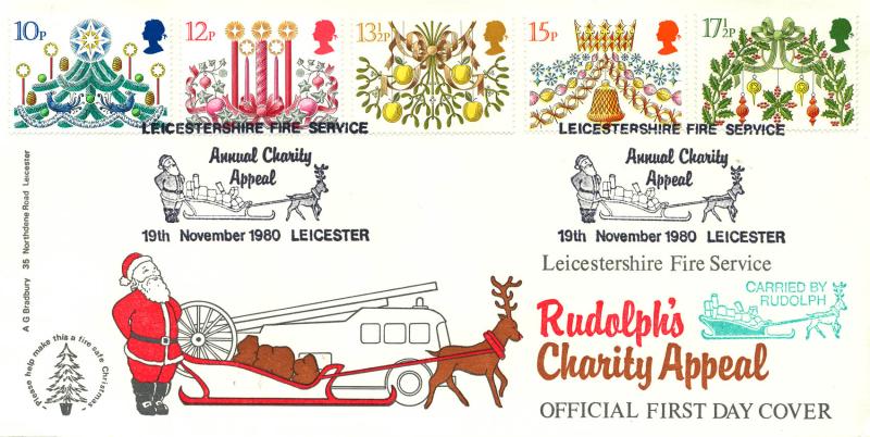 1980 (11) Christmas - Bradbury LFDC 6' Fire Service Charity Appeal' Official