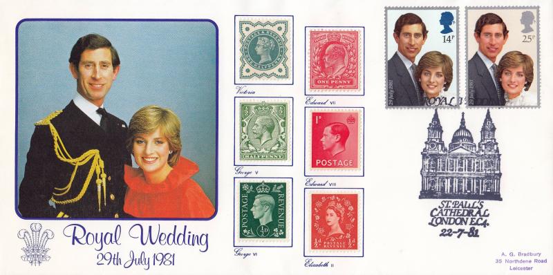 1981 (07) Wedding - Bradbury 'St Paul's Cathedral (Full Image)' Special + 6 Monach Defintives