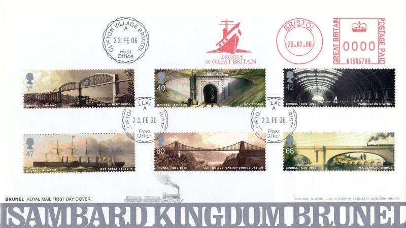 2006 (02) Brunel (Stamps) - RM - Clifton Village CDS + Brunel's SS Great Britain Meter Mark