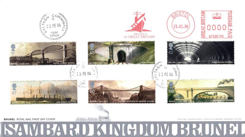 2006 (02) Brunel (Stamps) - RM - Saltash CDS + Brunel's SS Great Britain Meter Mark