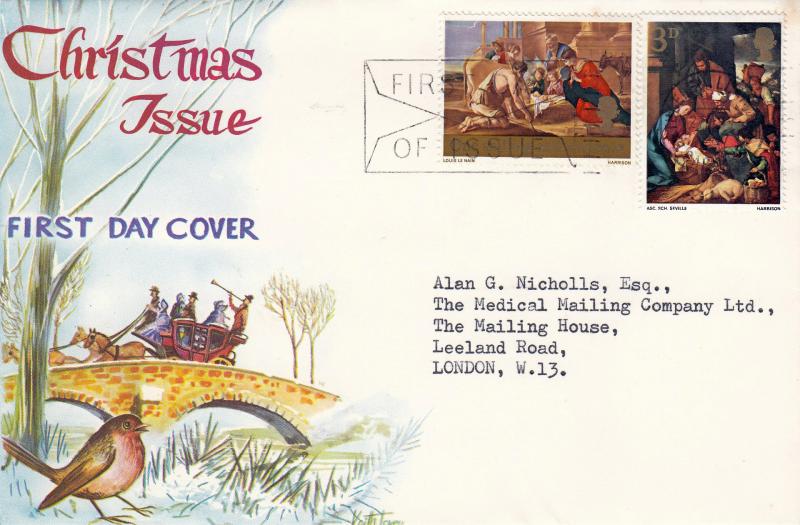 1967 (11) Christmas (3d + 1/6d) - Connoisseur - Bethlehem First Day of Issue 'Envelope' Slogan