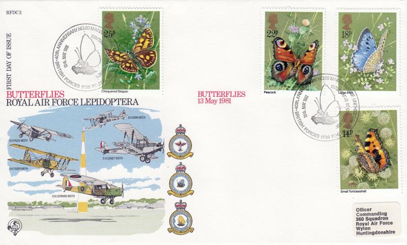 1981 (05) Butterflies - Forces RFDC 3 'Maintenance Unit' Official - NO Cachet's or Signatures