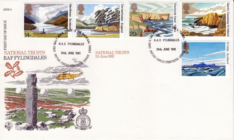 1981 (06) National Trust - Forces RFDC 4 'RAF Fylingdales' Official - NO Cachet's or Signatures