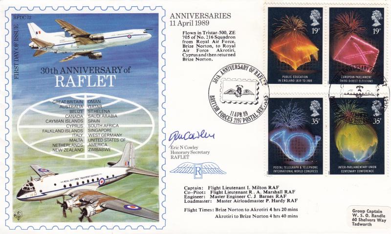 1989 (04) Anniversaries - Forces RFDC 72 'RAFLET 30th Anniv' Official - Signed Eric Cowley