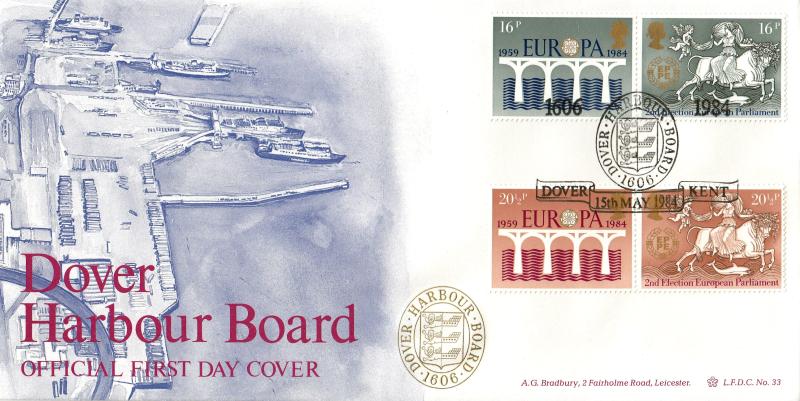 1984 (05) Europa - Bradbury LFDC 33 (Dover Harbour) Official