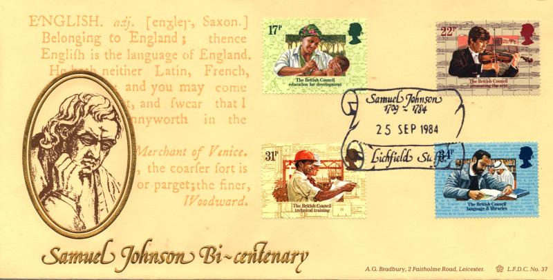 1984 (09) British Council - Bradbury LFDC 37 'Samuel Johnson, Lichfield' Official