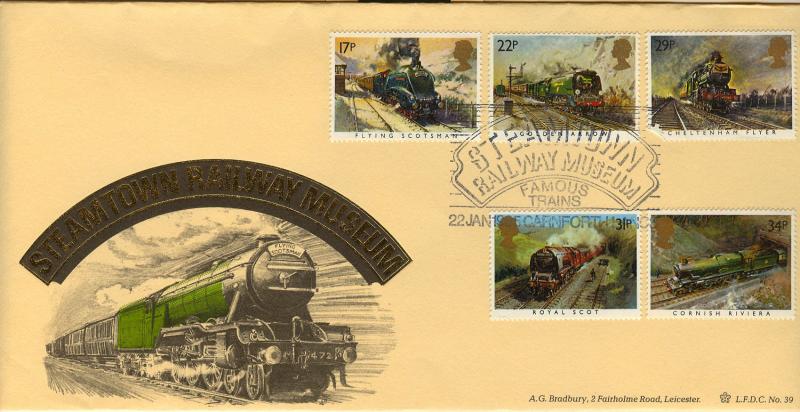 1985 (01) Famous Trains - Bradbury LFDC 39 'Steamtown Railway Museum, Carnforth' Official