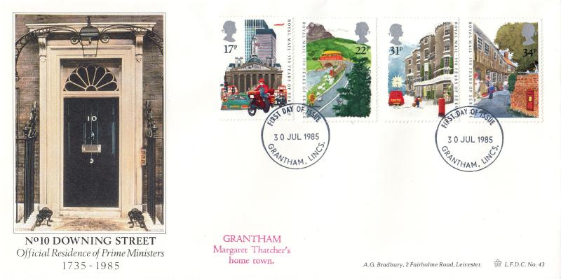 1985 (07) Royal Mail - Bradbury LFDC 43 - 'Grantham FDI' Special
