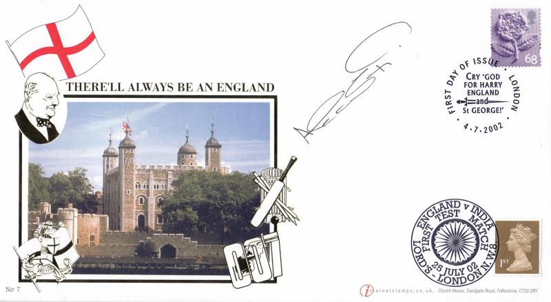 2001 (04) English Regional Pictorial Definitives (68p) - Internet 'Cry God For Harry' Special (Doubled) - Signed by Alec Stewart