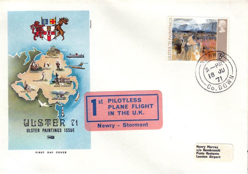 1971 (06) Ulster - Philart - 3p - Newry CDS + Newry Plane Flight Label