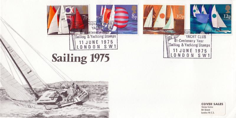 1975 (06) Sailing - B&W 'Tacking' Ship Cover - Royal Thames Yacht Club H/S