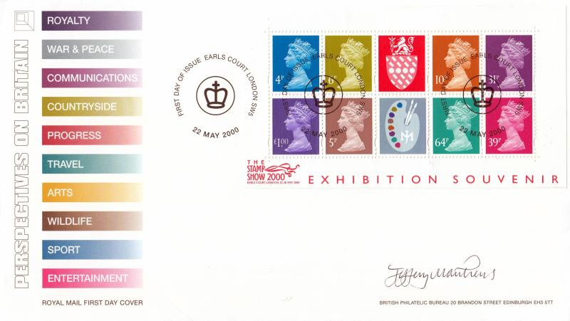 2000 (05) Stamp Show 2000 Definitive M/S - RM - Earls Court (Crown) H/S - Signed by Jeffery Matthews