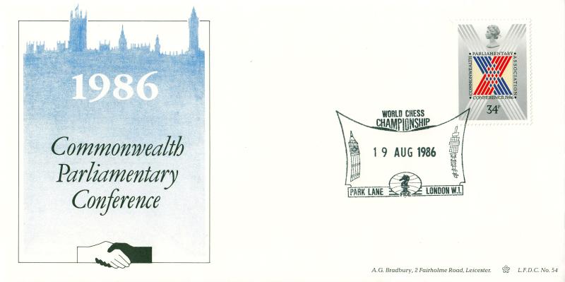 1986 (08) Parliamentary Conference - Bradbury LFDC 54 'World Chess Championship, London' Special