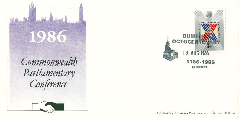 1986 (08) Parliamentary Conference - Bradbury LFDC 54 'Dumfries Octocentenary' Special