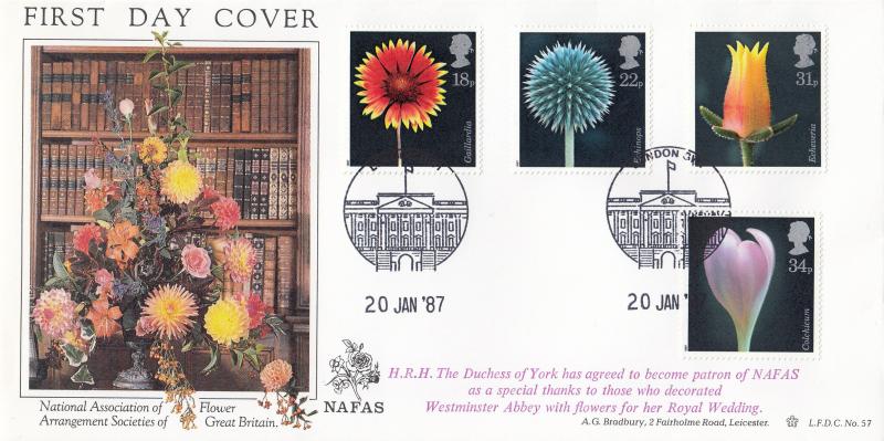1987 (01) Flowers - Bradbury LFDC 57 'Buckingham Palace Philatelic Counter' Special