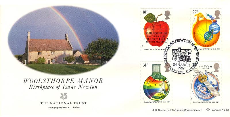 1987 (03) Isaac Newton - Bradbury LFDC 58 'Trinity College, Cambridge' Special