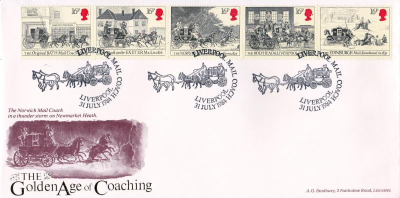 1984 (07) Royal Mail - Bradbury LFDC 36 'Liverpool Mail Coach' Special