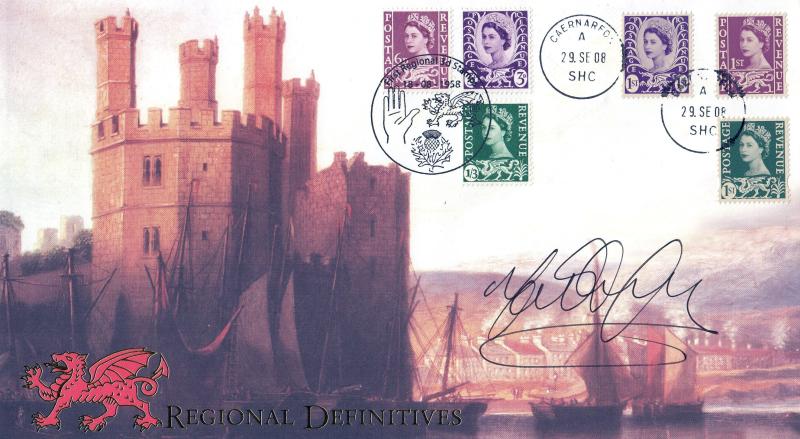 2008 (09) Welsh Regional Definitives - Internet 'Caernarfon Castle' Cover - Caernarfon SHC Cancel - Signed by Mark Hughes