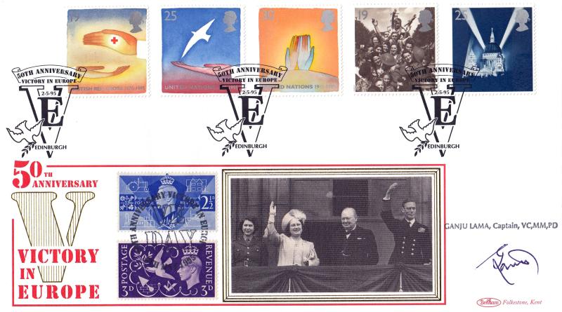 1995 (05) VE Day - Benham VE Edinburgh Official - Signed by Captain Ganju Lama VC