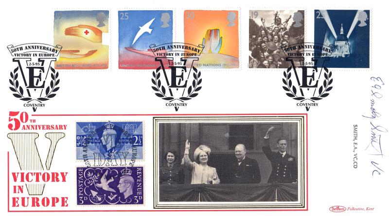 1995 (05) VE Day - Benham VE Coventry Official - Signed by E A Smith VC