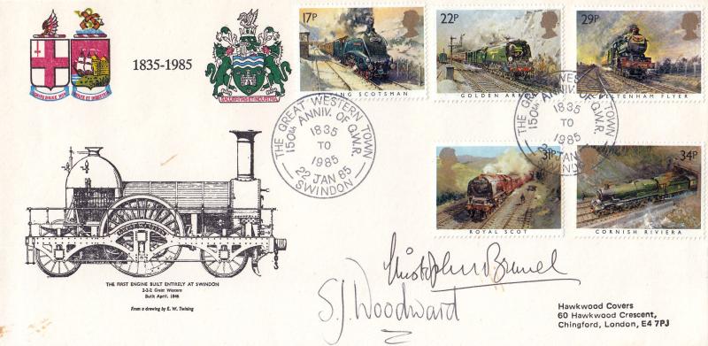 1985 (01) Famous Trains - Hawkwood Official - Signed by Christopher Brunel & S J Woodward