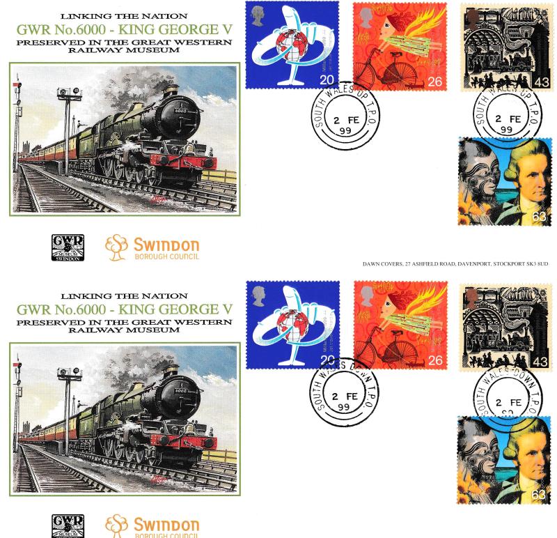 1999 (02) Travellers - Dawn GWR 6000 King George V Loco Official (PAIR) - South Wales Up TPO & Down TPO's