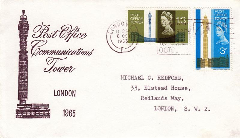 1965 (10) Post Office Tower - B&W 'Tower' Cover - Ord - Muscular Dystrophy Week Slogan