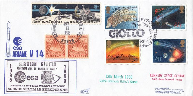 1986 (02) Halley's Comet - ESA Ariane V14 'Giotto' Special - Giotto H/S + Doubled at Kennedty Space Centre