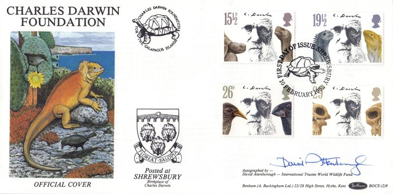 1982 (02) Charles Darwin - Benham Charles Darwin Foundation BOCS (2) 9 - Signed by David Attenborough