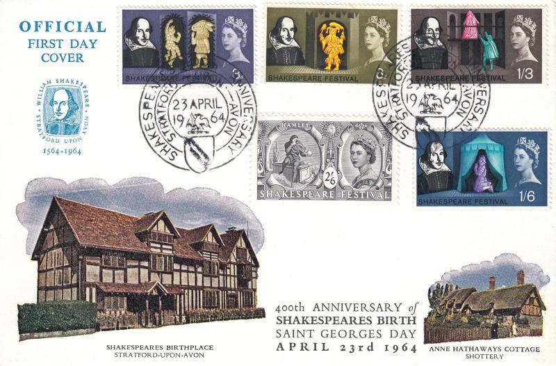 1964 (04) Shakespeare - Ord - Shakespeare's Birthplace Cover - 400th Anniversary, Stratford H/S