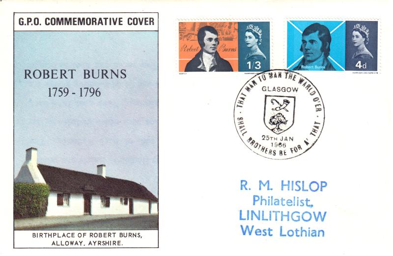 1966 (01) Robert Burns - Phosphor - GPO - Glasgow H/S (Large Format)