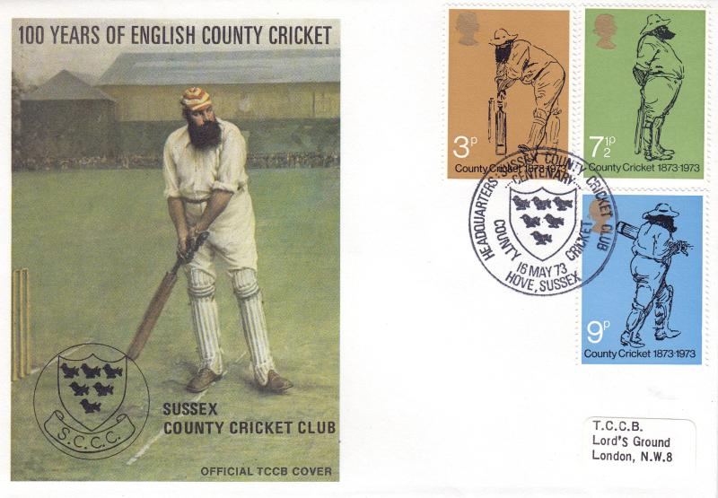 1973 (05) Cricket - TCCB 'Sussex County Cricket Club' - Hove, Sussex Official