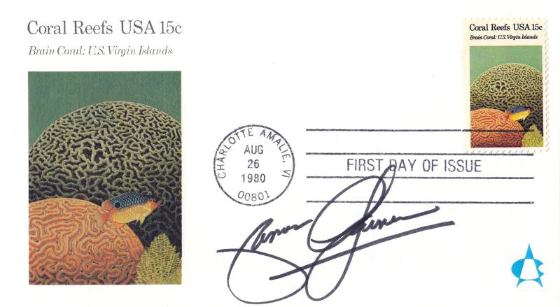 1980 (08) USA Coral Reefs Issue - US Postal Services Cover - Signed by the late James Garner