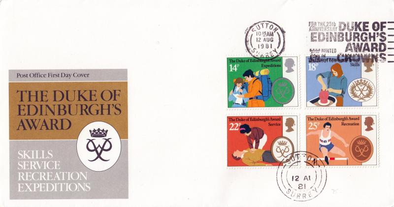 1981 (08) Duke of Edinburgh Awards - PO - Duke of Edinburgh's Award Crowns Slogan