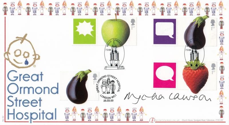 2006 (03) Fun Fruit & Veg Generic Labels - Internet 'Wells, Somerset' Special - Doubled Great Ormond Street Hospital - Signed by Nigella Lawson