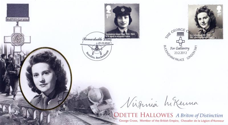 2012 (02) Britons of Distinction - Internet 'The George Cross (Odette Hallowes)' Official (s) - Doubled 2014 Remarkable Lives (s) Official - Signed by Virginia McKenna