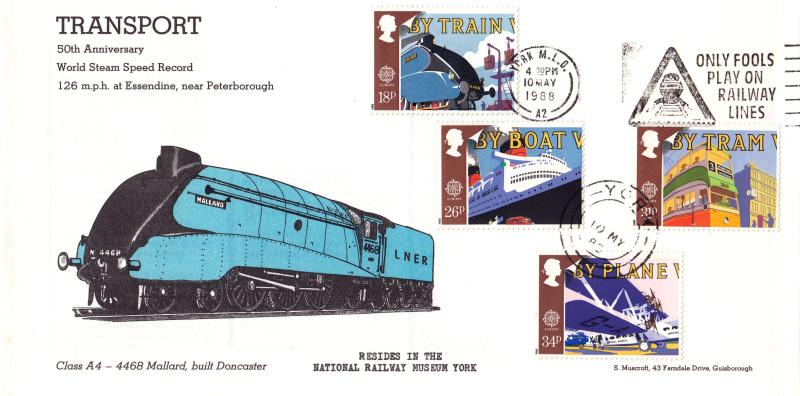 1988 (05) Transport - Muscroft 'Mallard' Cover - Only Fools Play On Railway Lines Slogan