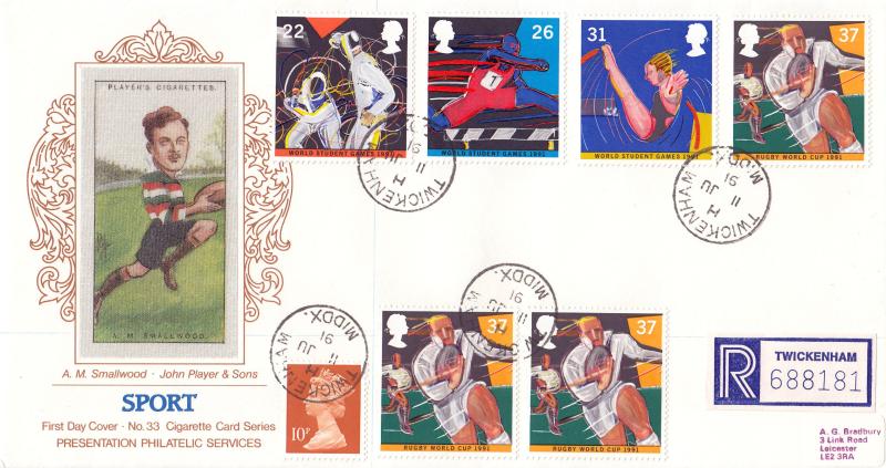 1991 (06) Sports - Cigarette Card PPS Silk - Twickenham CDS