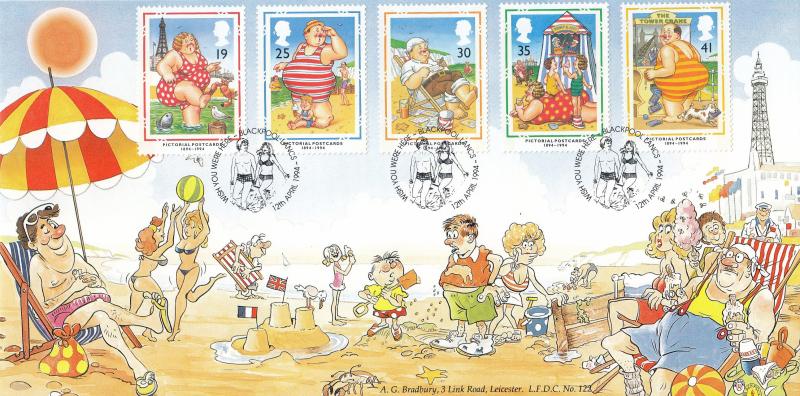 1994 (04) Postcards - Bradbury LFDC 122 'Wish You were Here, Blackpool' Official
