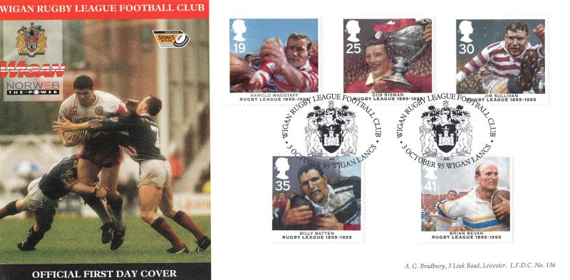 1995 (10) Rugby League - Bradbury LFDC 136 'Wigan Rugby League Football Club' Official