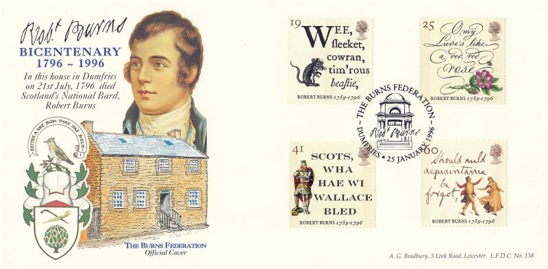 1996 (01) Robert Burns - Bradbury LFDC 138 'Burns Federation, Dumfries' Official