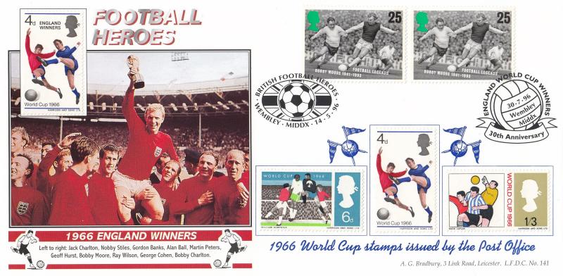 1996 (05) Football Legends - Bradbury LFDC 141 'England Football Heroes, Wembley (Ball)' Special