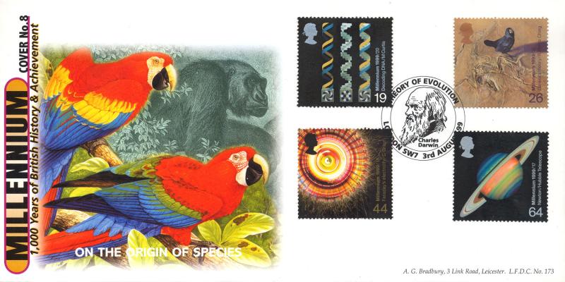 1999 (08) Scientists - Bradbury LFDC 173 'Theory of Evolution, SW7' Official