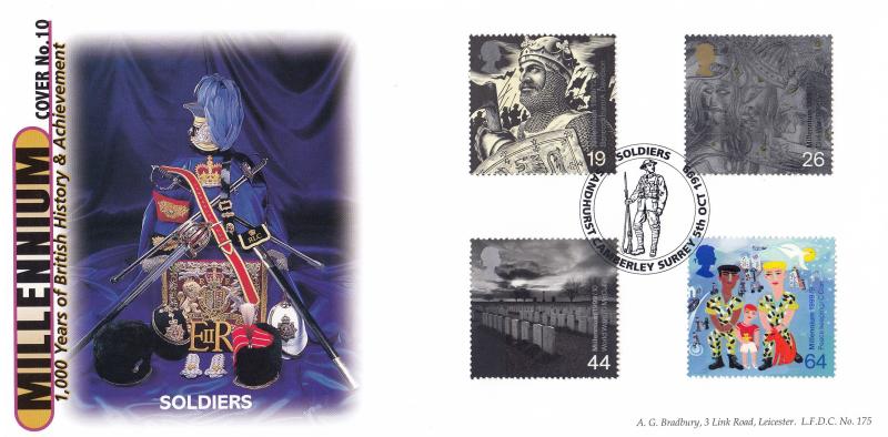 1999 (10) Soldiers - Bradbury LFDC 175 'Soldiers, Sandhurst' Official